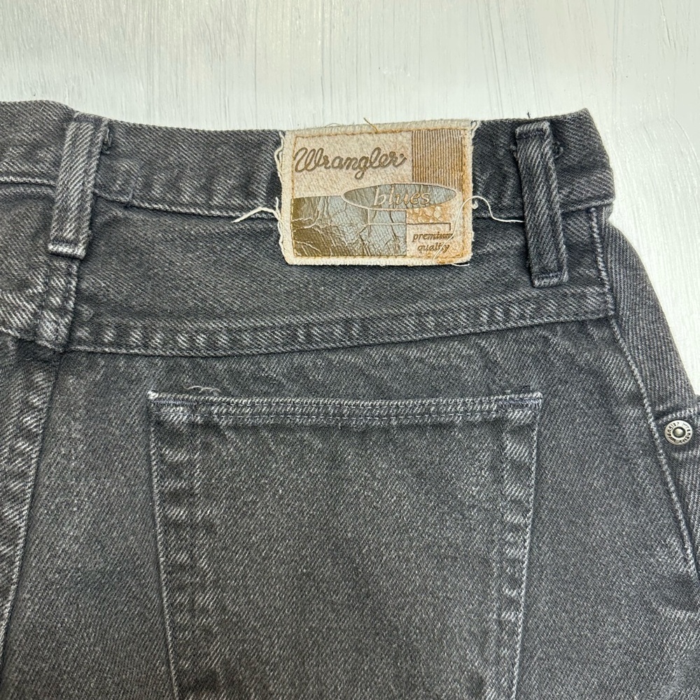 Vintage Wrangler Blues 100%Cotton Black Jeans 16 x 32 USA High Rise Straight Leg - Picture 6 of 10